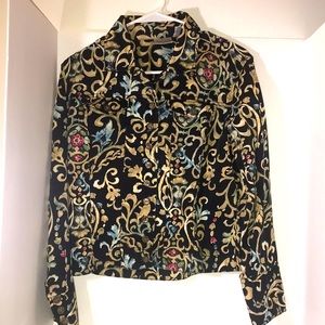 Chico’s cropped jacket size s long sleeves cottagecore  pockets black Ba…